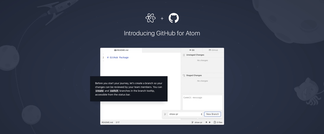 GitHub está agora integrado no Atom