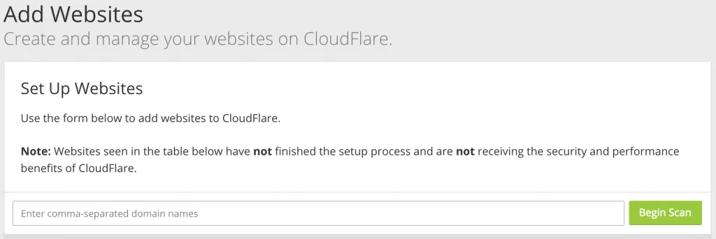 Adicionar um Website no CloudFlare