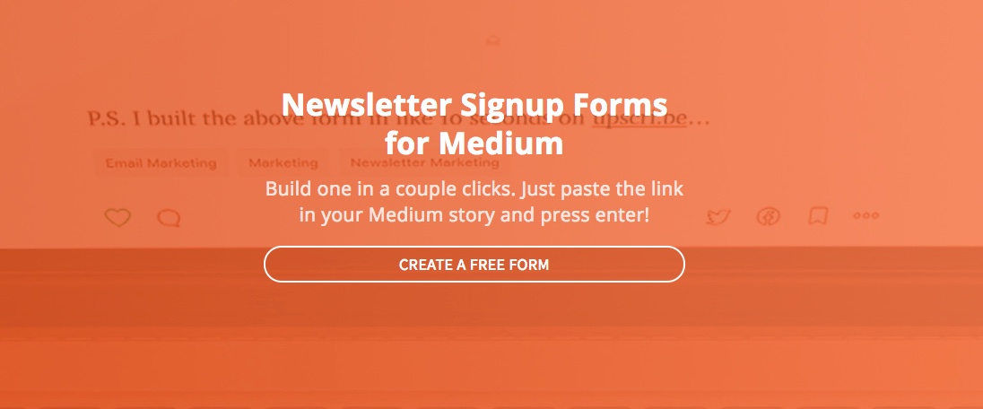 Upscribe - formulários de e-mail no Medium