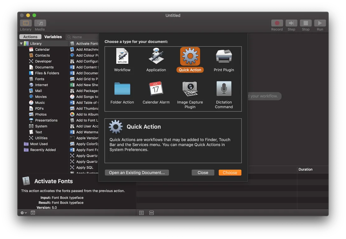 Automator - Quick Action