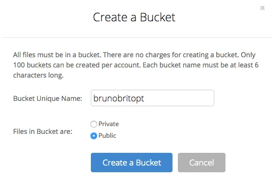 Backblaze - Criar um Bucket