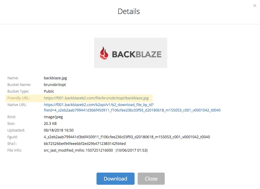 Backblaze - friendly URL
