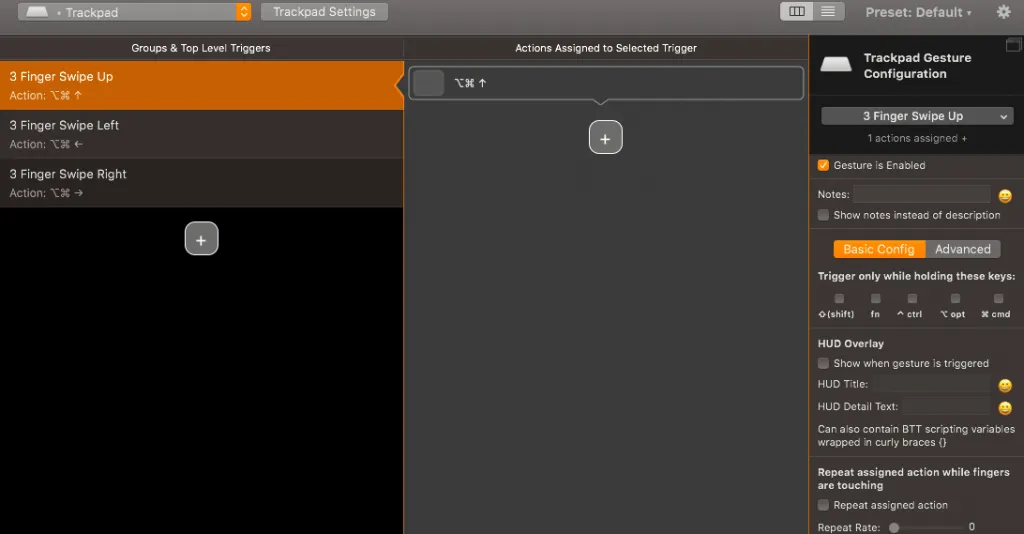 BTT Trackpad Triggers