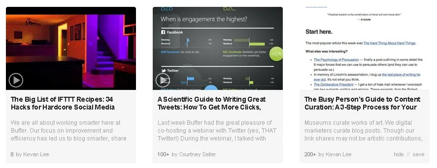 Alguns dos mais recentes artigos do Buffer blog