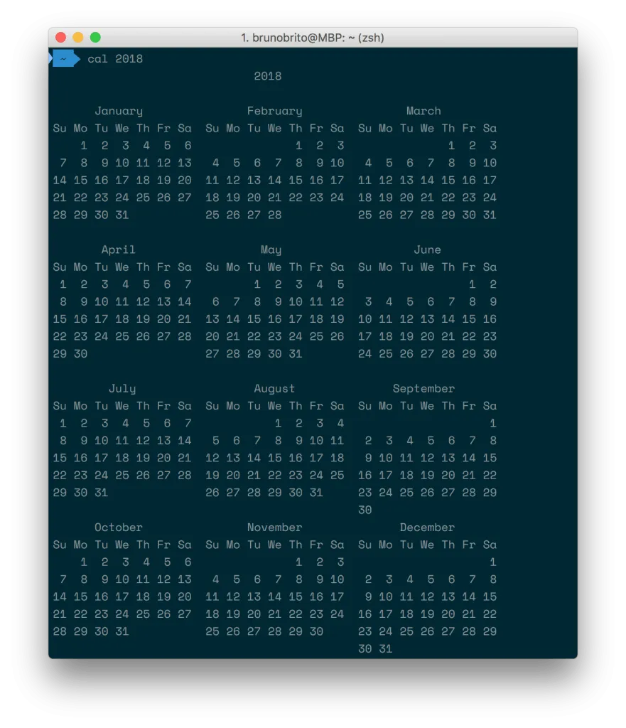 Calendário no Terminal