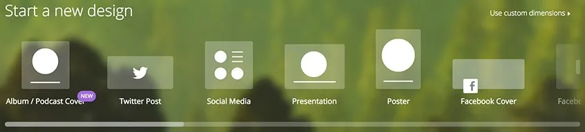 Começando um novo projeto no Canva