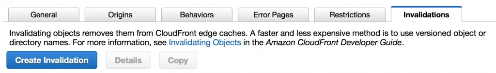 Amazon Cloudfront Create Invalidation
