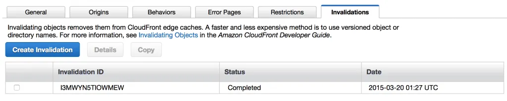 Cloudfront invalidation completed