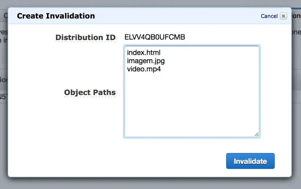 Cloudfront invalidation files