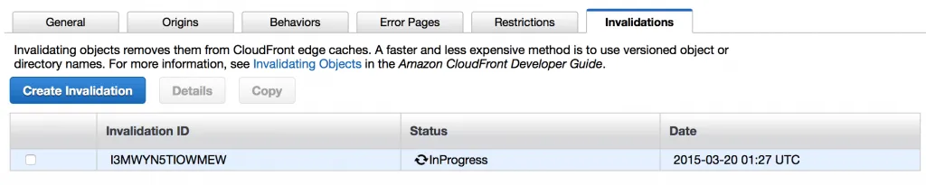 Cloudfront invalidation in progress