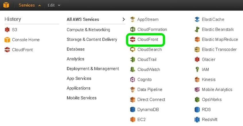 Passando para a CloudFront