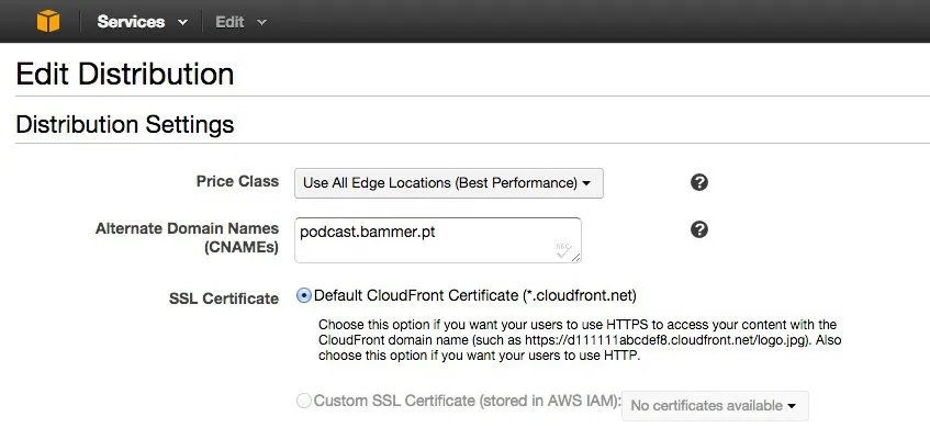 Criar um CNAME CloudFront