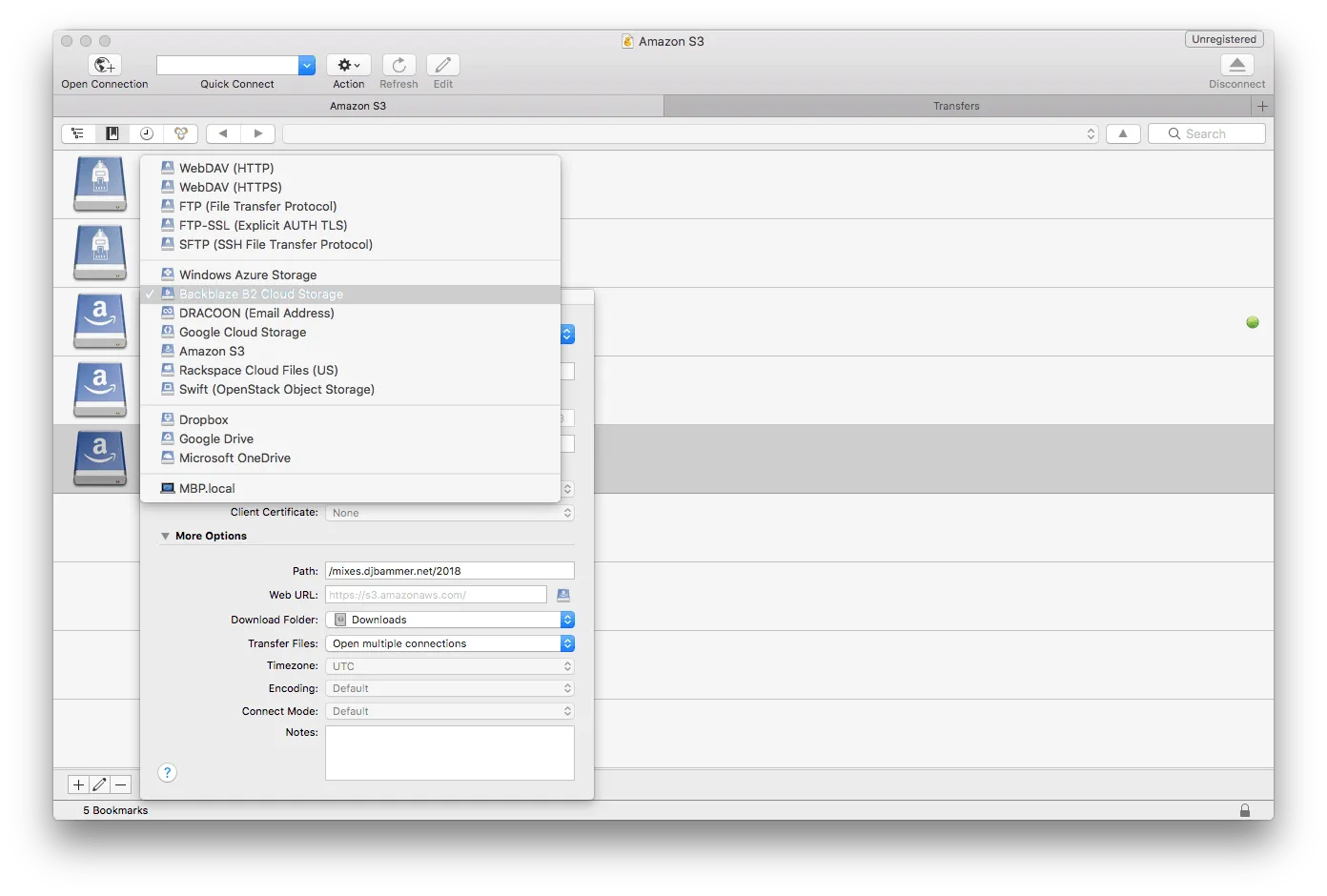 O Cyberduck para Mac em ação