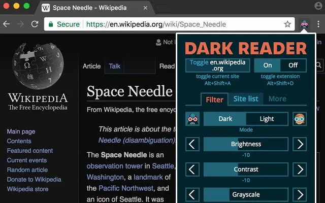 Wikipedia no Dark Reader