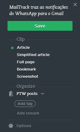 O Evernote Web Clipper