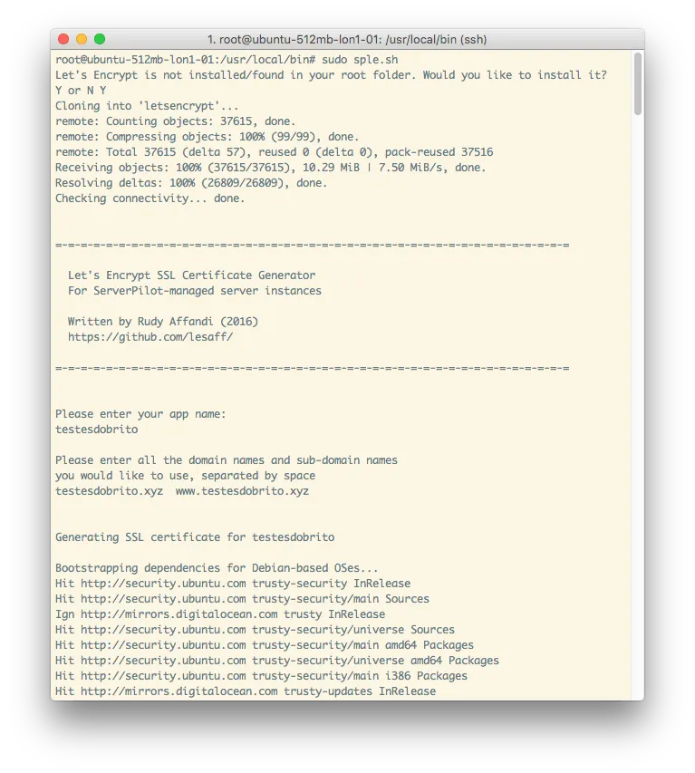 Execução do script HTTPS