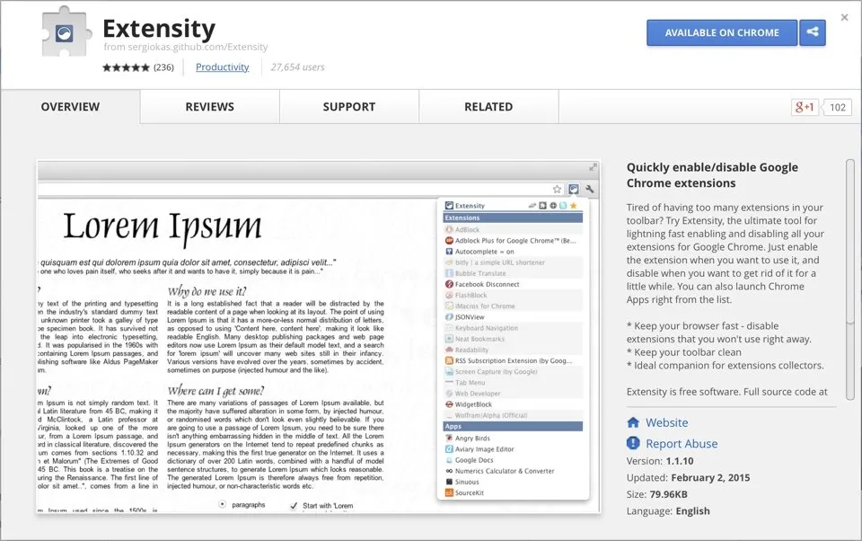 Extensity Chrome Store