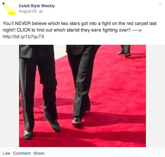 Facebook click baiting