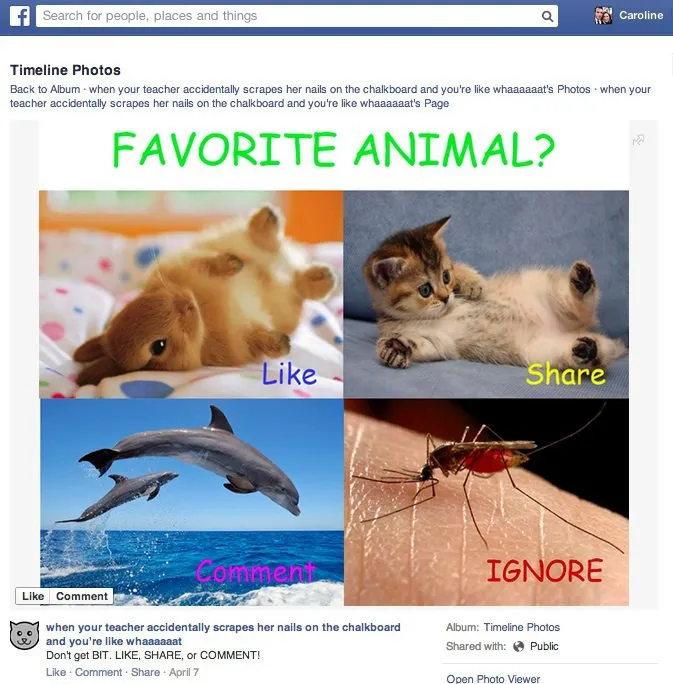 Facebook like baiting