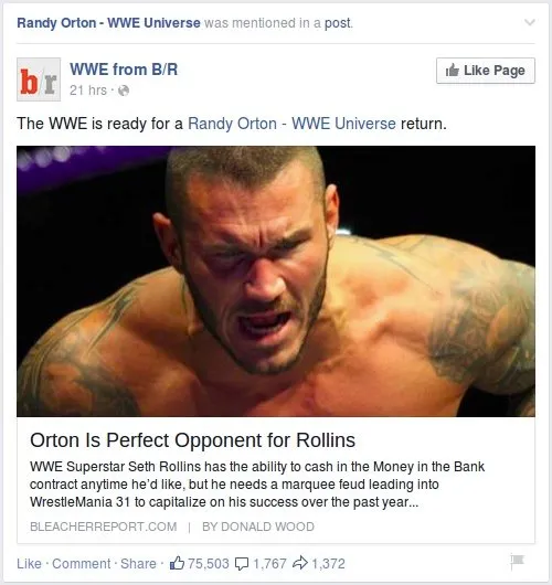 Facebook - Randy Orton mentioned