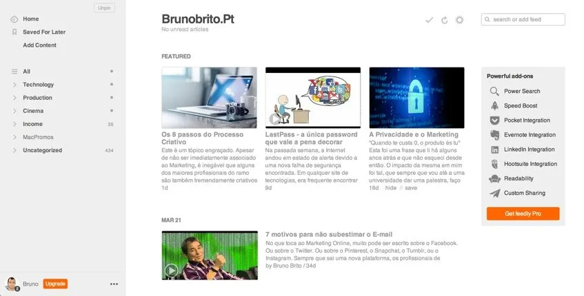 O Feedly, o leitor de RSS mais popular da atualidade