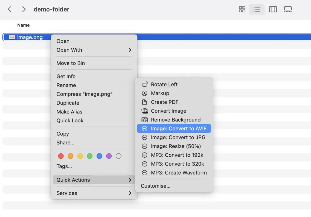 finder convert avif