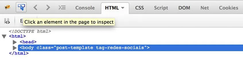 Inspecionar código no Firebug