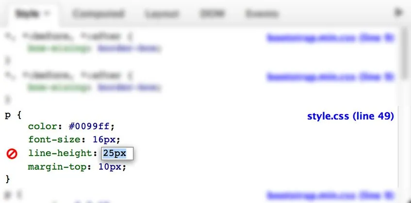Editar o parágrafo no Firebug