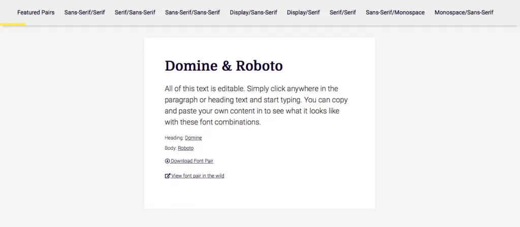 FontPair screenshot