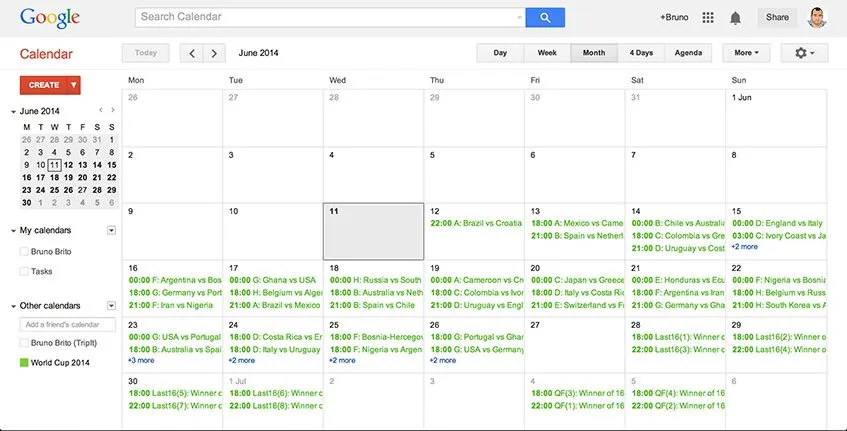 O Mundial no Google Calendar