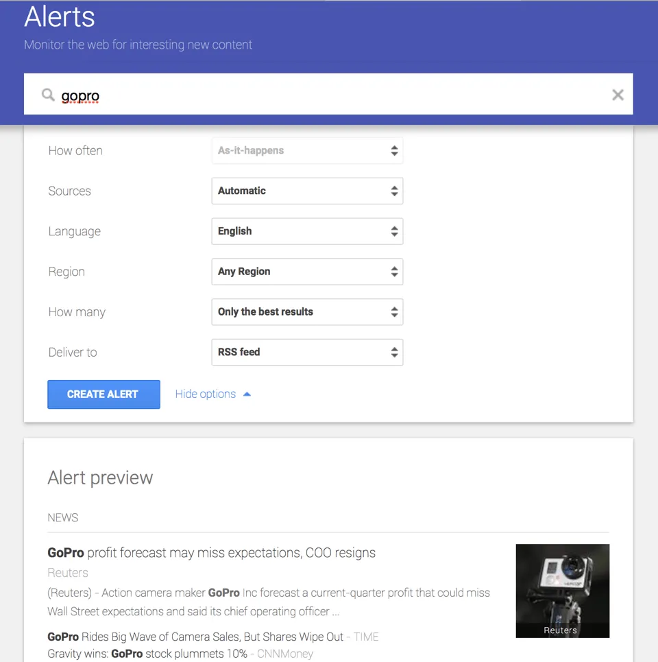 Google Alerts - GoPro