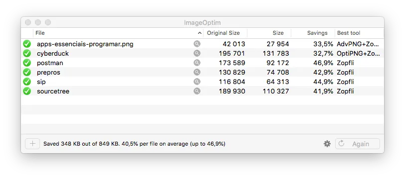 ImageOptim para Mac em ação