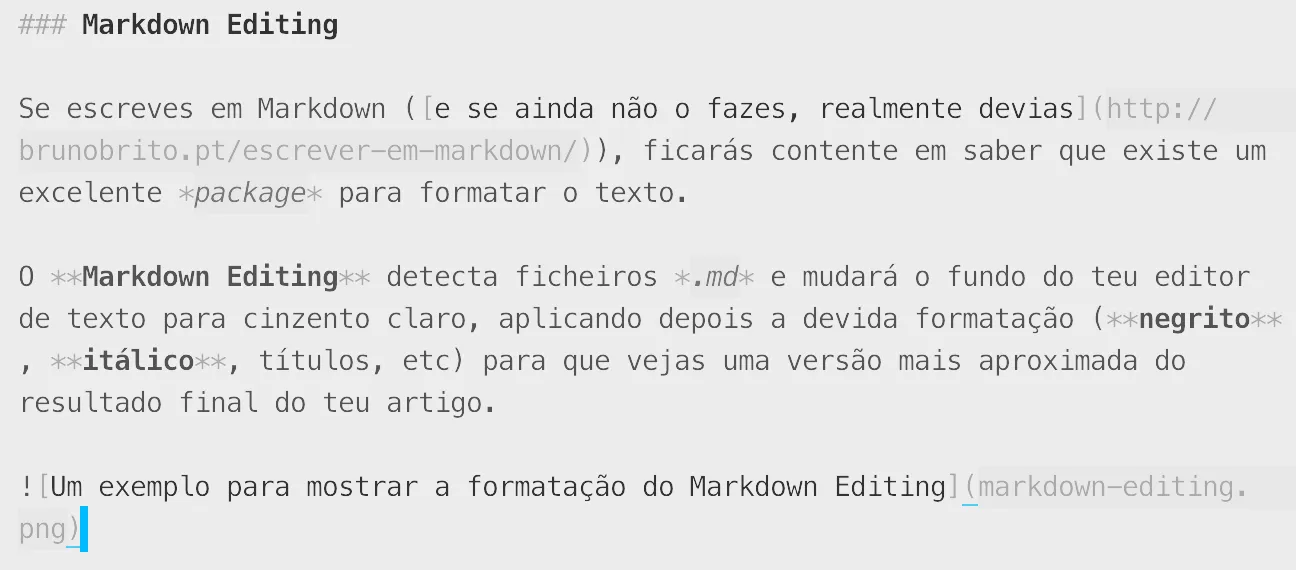 Um exemplo para mostrar a formatação do Markdown Editing
