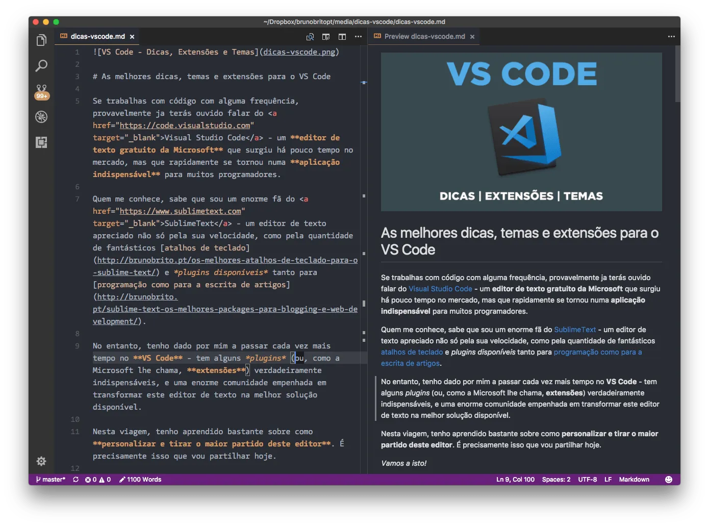 Markdown All in One para VS Code