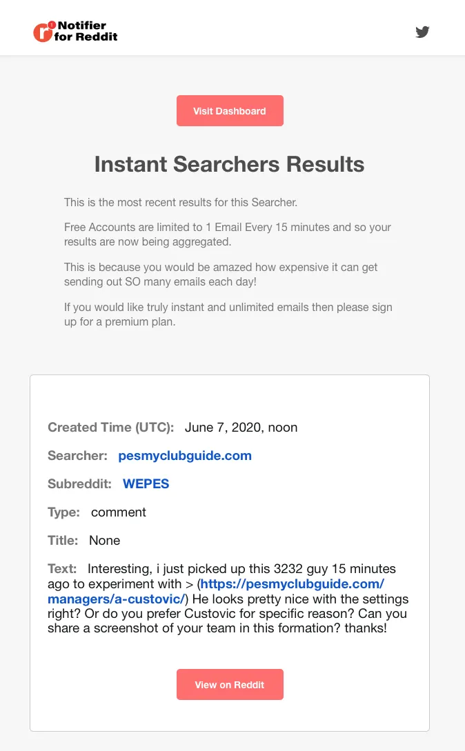 Email Notifier for Reddit