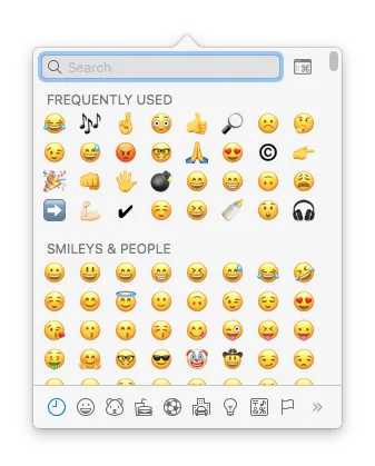 Painel de Emojis do OSX