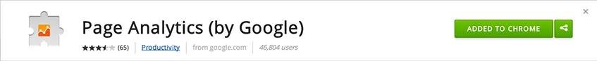 Page Analytics na Chrome Web Store