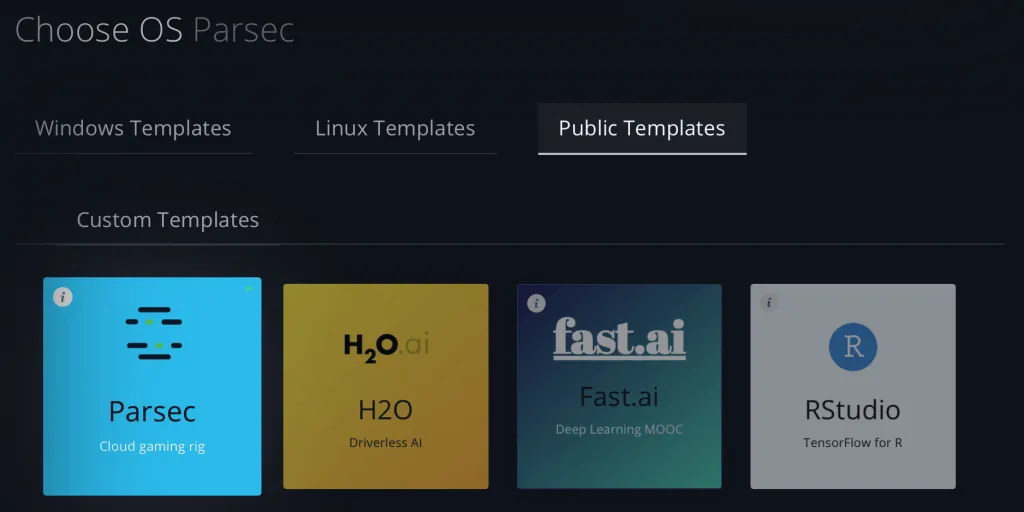 Paperspace - Choose Template