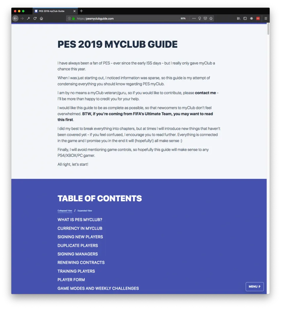 pesmyclubguide.com screenshot