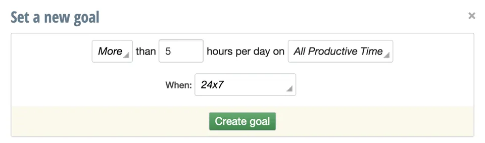 RescueTime - set new goal