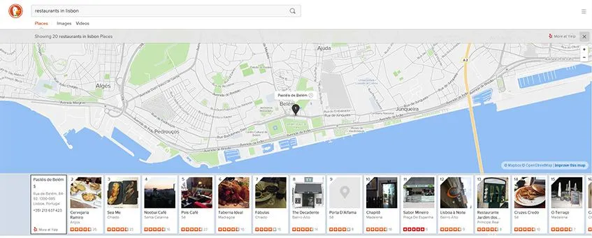 Restaurantes em Lisboa no DuckDuckGo