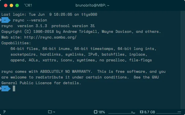 Rsync no iTerm