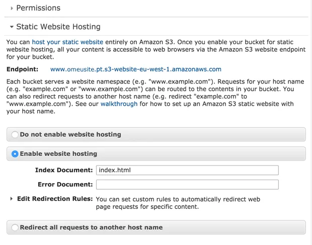 Amazon S3 - Static Website Hosting