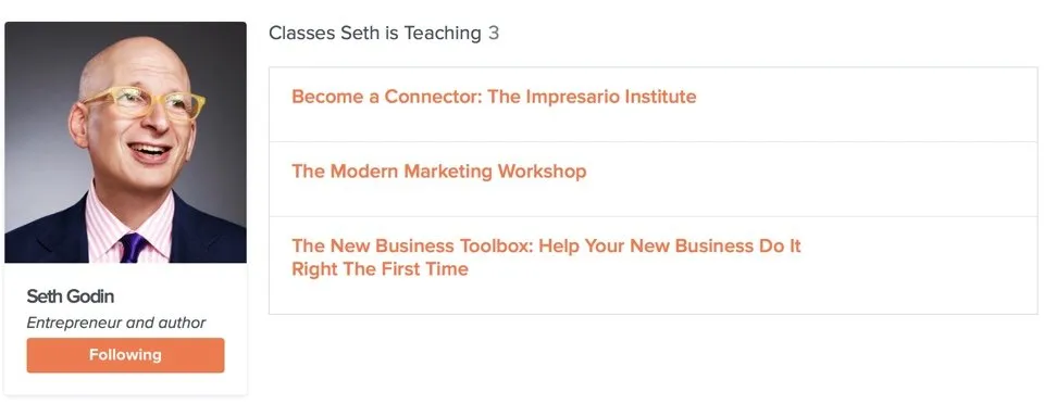 Seth Godin no Skillshare