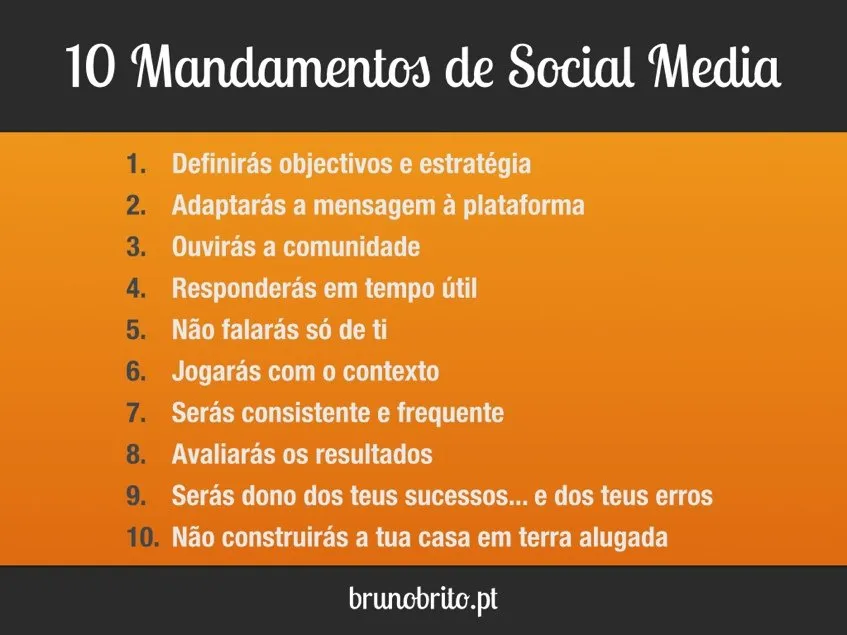 Sumário dos 10 Mandamentos de Social Media