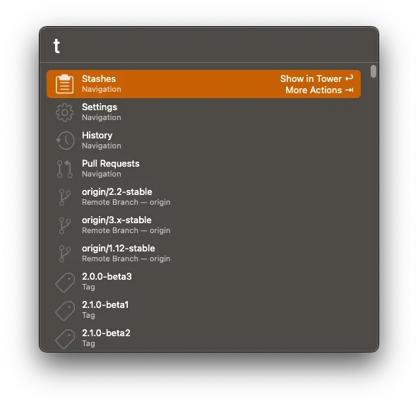 tower quick actions
