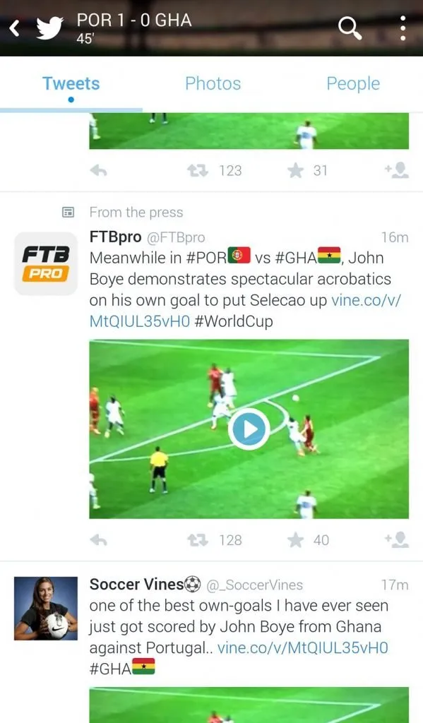 A feed do jogo Portugal-Gana, ao intervalo
