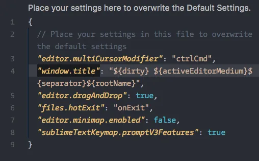 Definições do VS Code