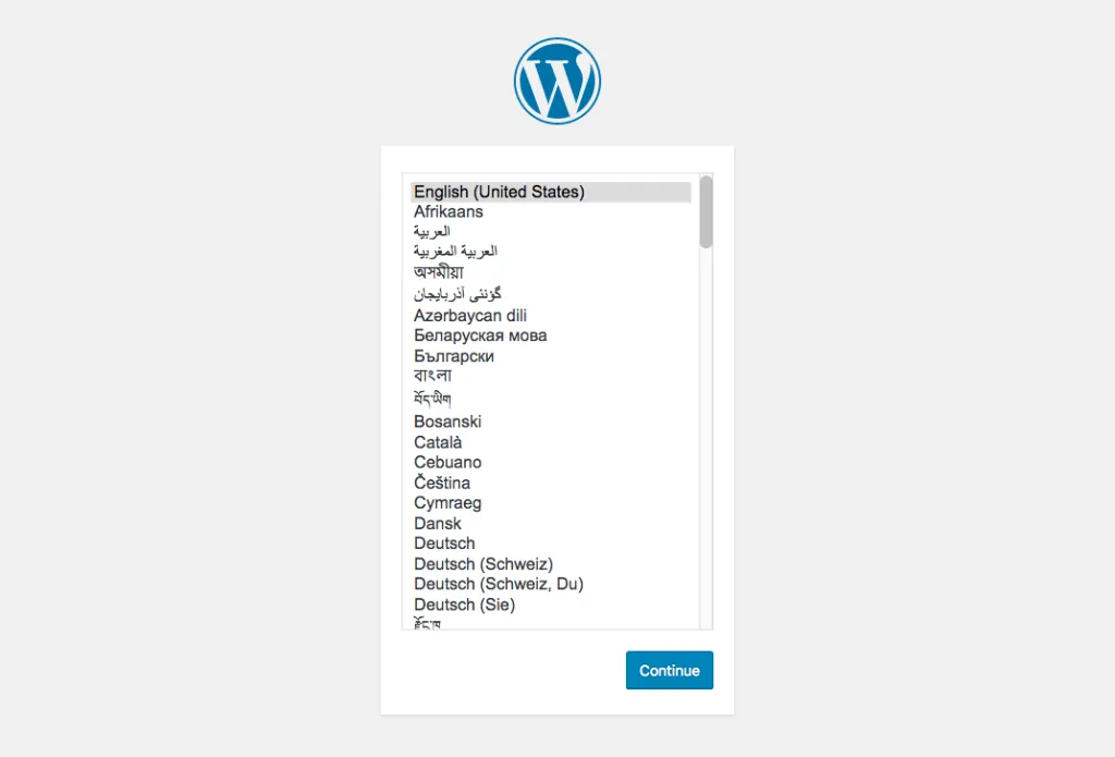 Idioma do WordPress