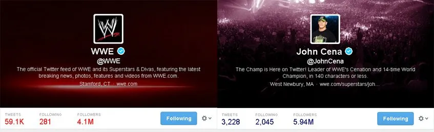 WWE e John Cena no Twitter